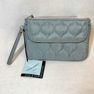 Cynthia Rowley‎ Pick & Pair Collection quilted dusty blue cosmetic bag wristlet